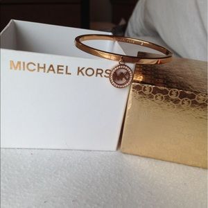 Michael Kors Rose Gold Logo Pendant Bracelet