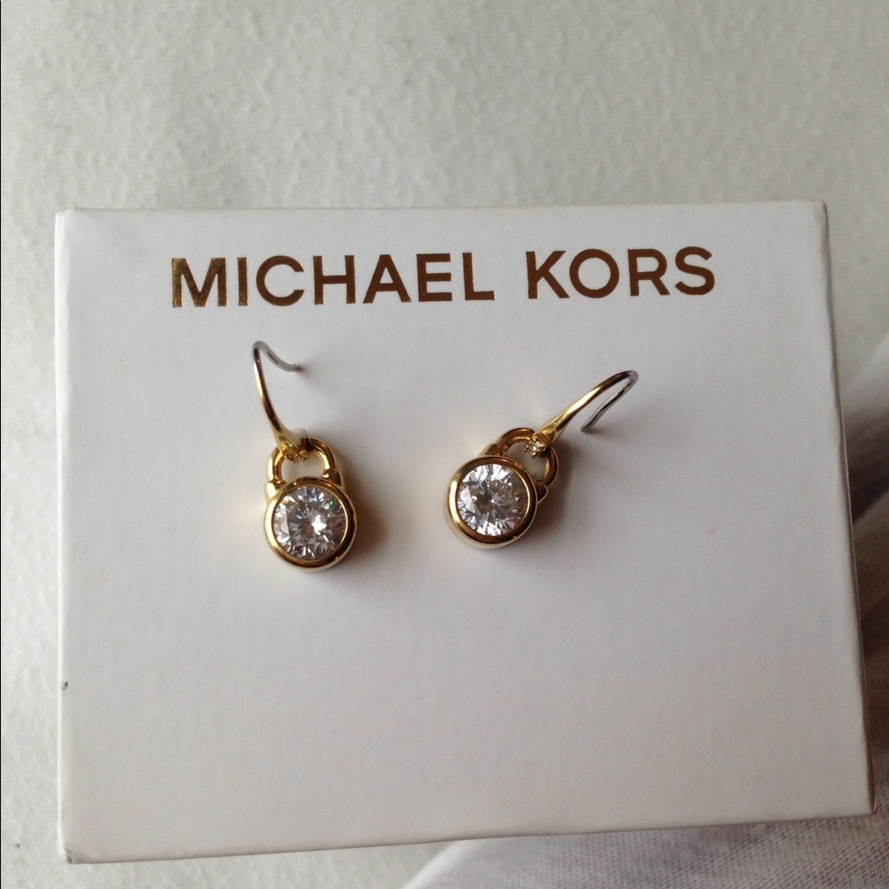 Michael Kors Gold Diamond Drop Earrings