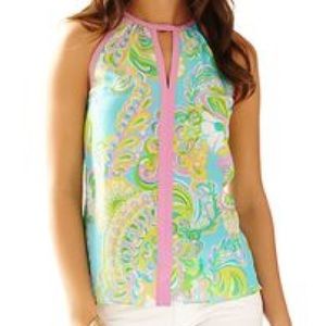 Lilly Pulitzer Tillie Silk Keyhole Halter Tank