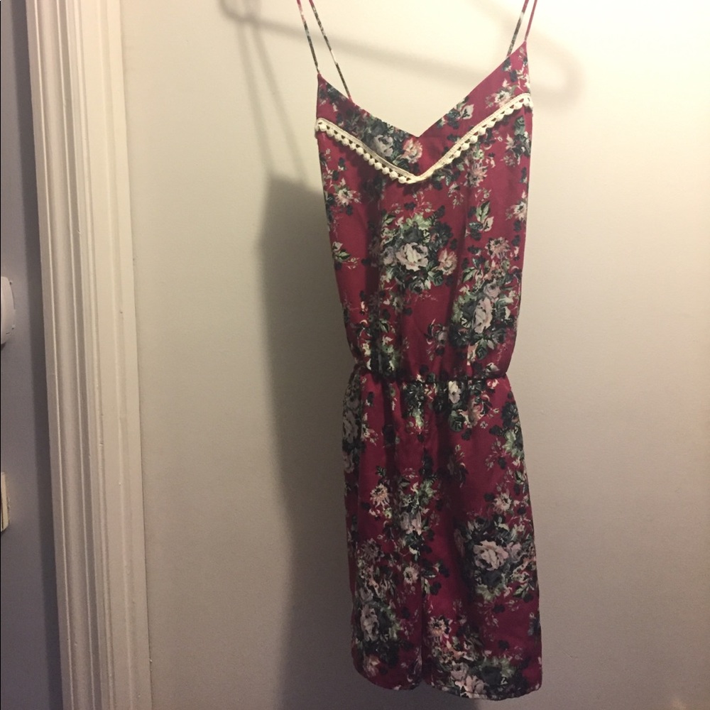 Maroon romper with crochet detailing