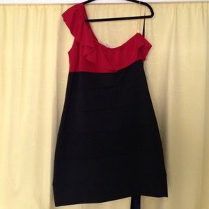 Off the shoulder black and red dress