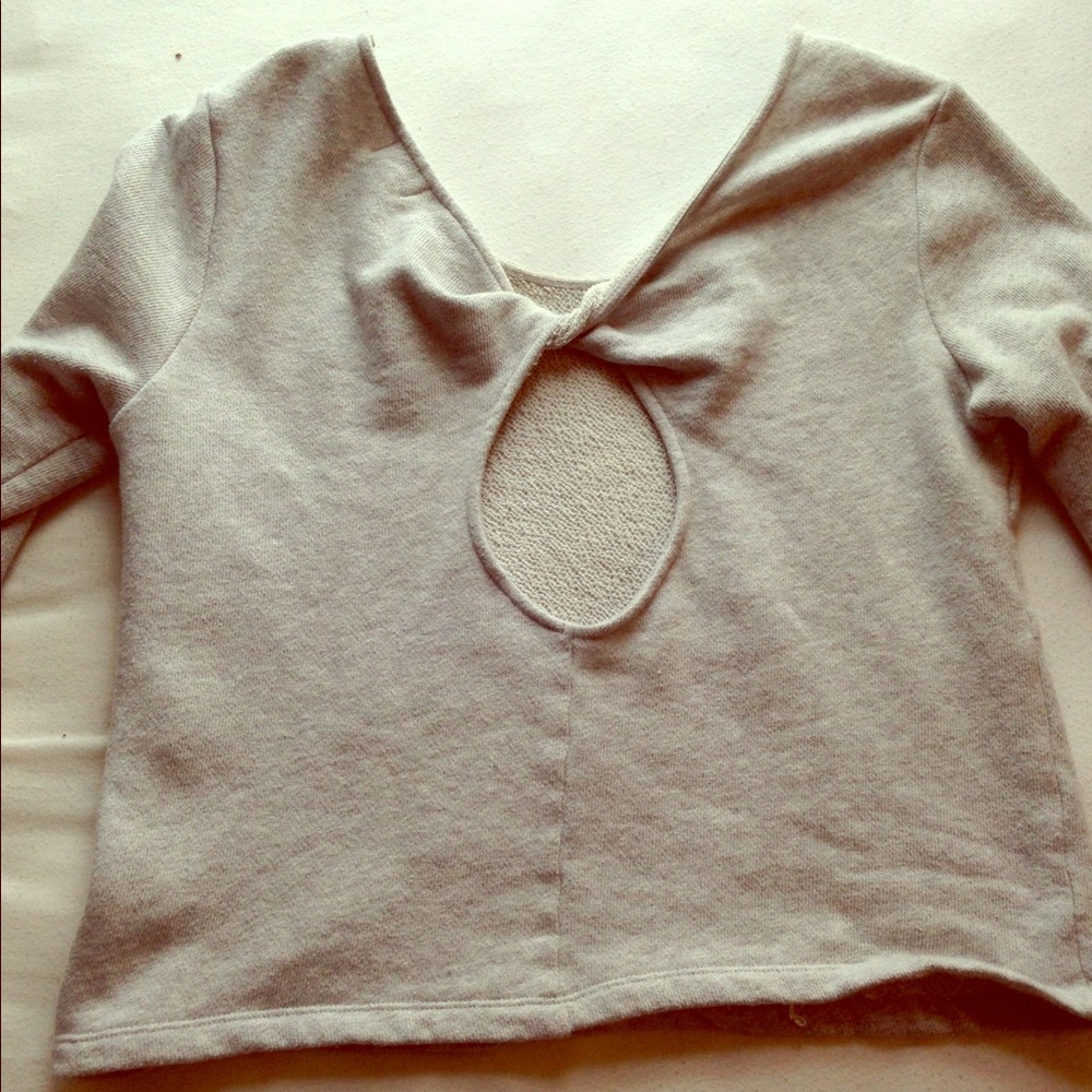 Urban Outfitters Gray Open Twist Back Sweater