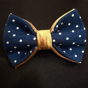 Blue and Gold Polka Dot Bow-Tie