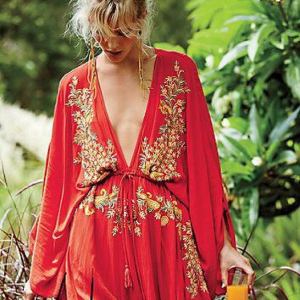 Free People Pretty Pineapple Dress, Poppy Size M