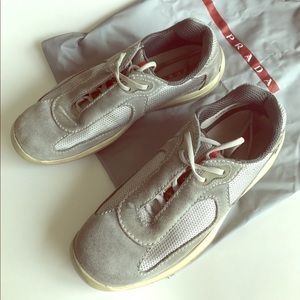 Prada Suede / Mesh Sneaker Shoe in Gray size 38.5