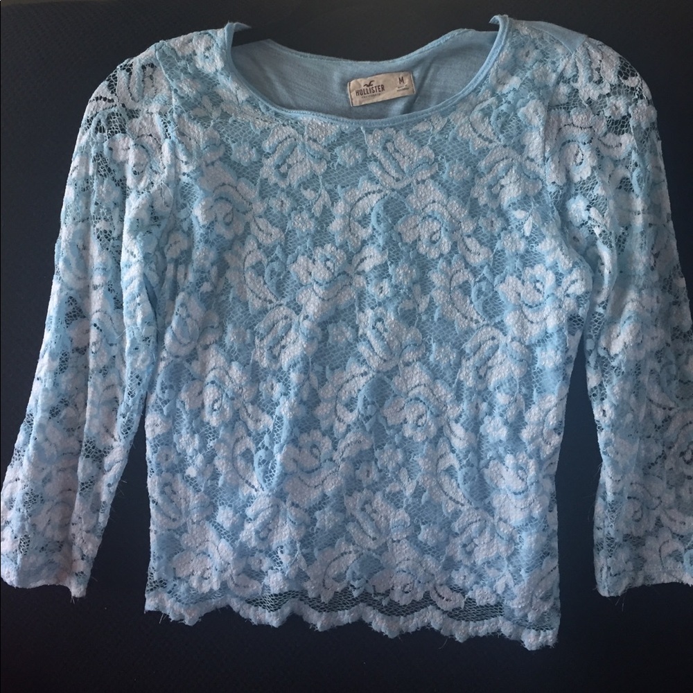Hollister laced blue crop top