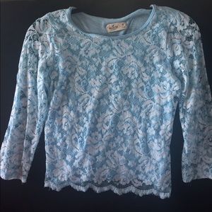 Hollister laced blue crop top