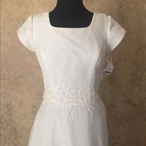 Short Sleeve Beaded Embroidered Wedding Dress 12