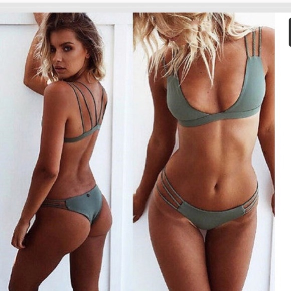 ‘Keira’ Strappy Brazilian Green Cheeky Bikini - Picture 2 of 7