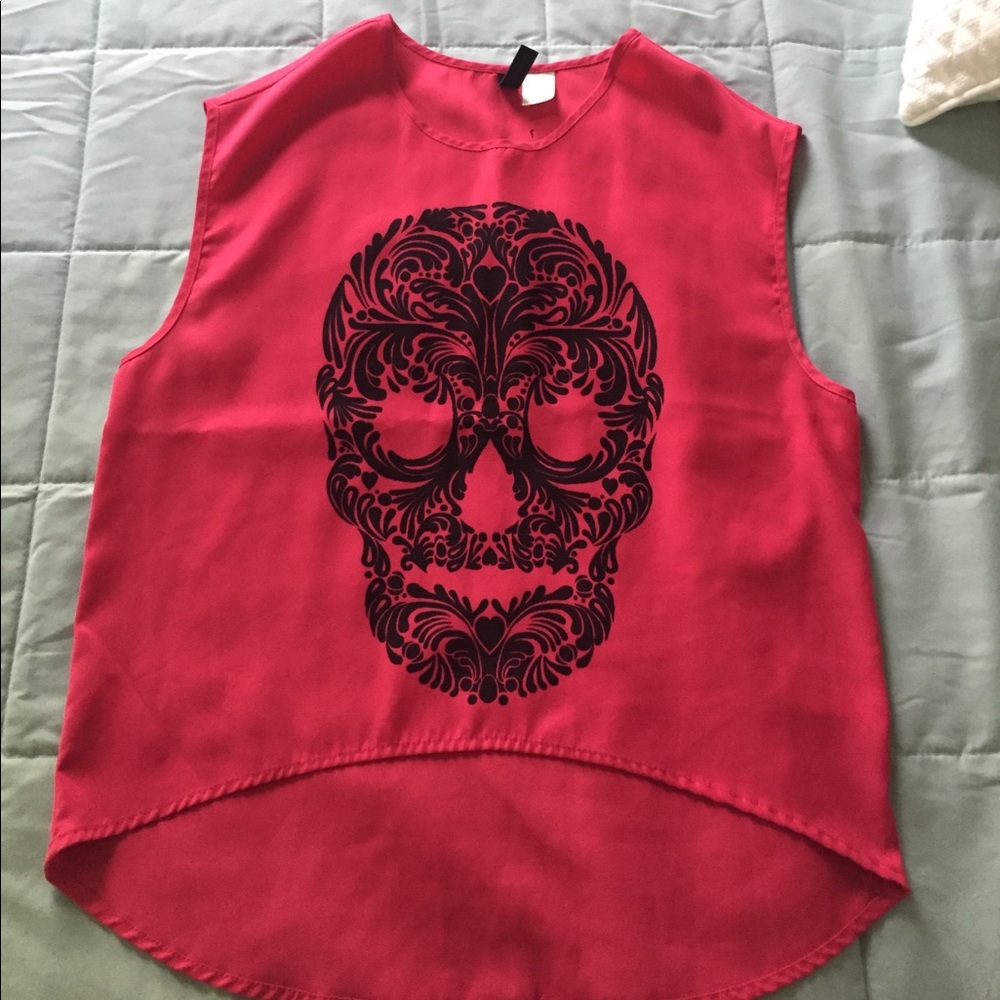 High n low skull t shirt