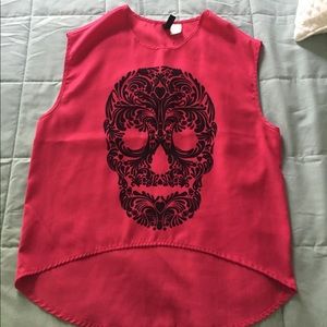 High n low skull t shirt