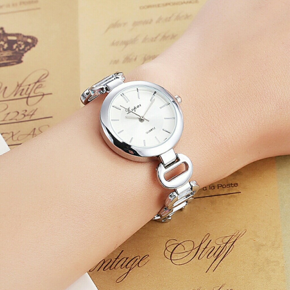 Lupai Silver-Tone White Dial Luxury Watch For Wome