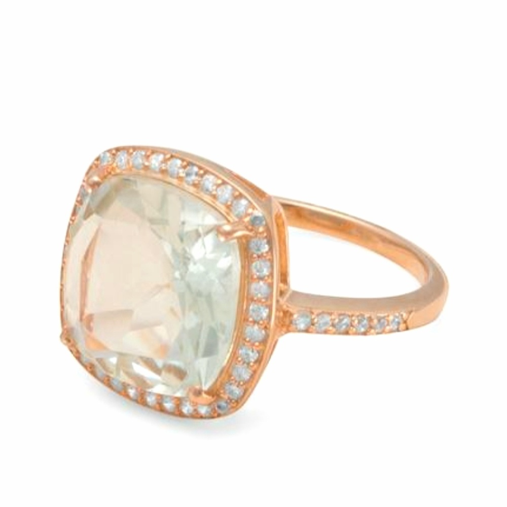 14K ROSE GOLD PLATED PRASIOLITE RING - Picture 2 of 5