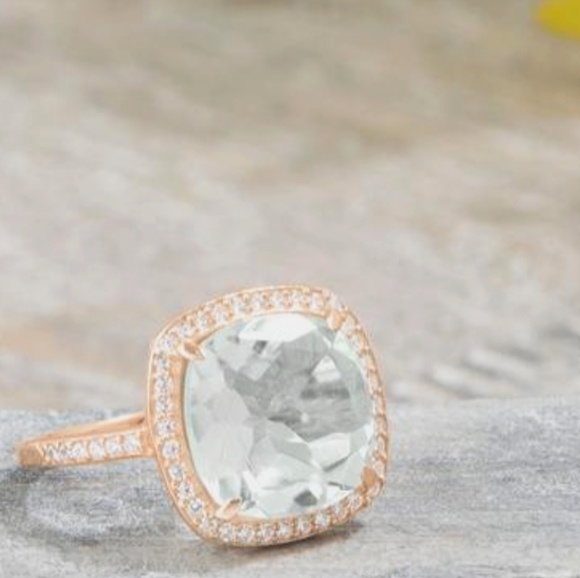 14K ROSE GOLD PLATED PRASIOLITE RING - Picture 3 of 4