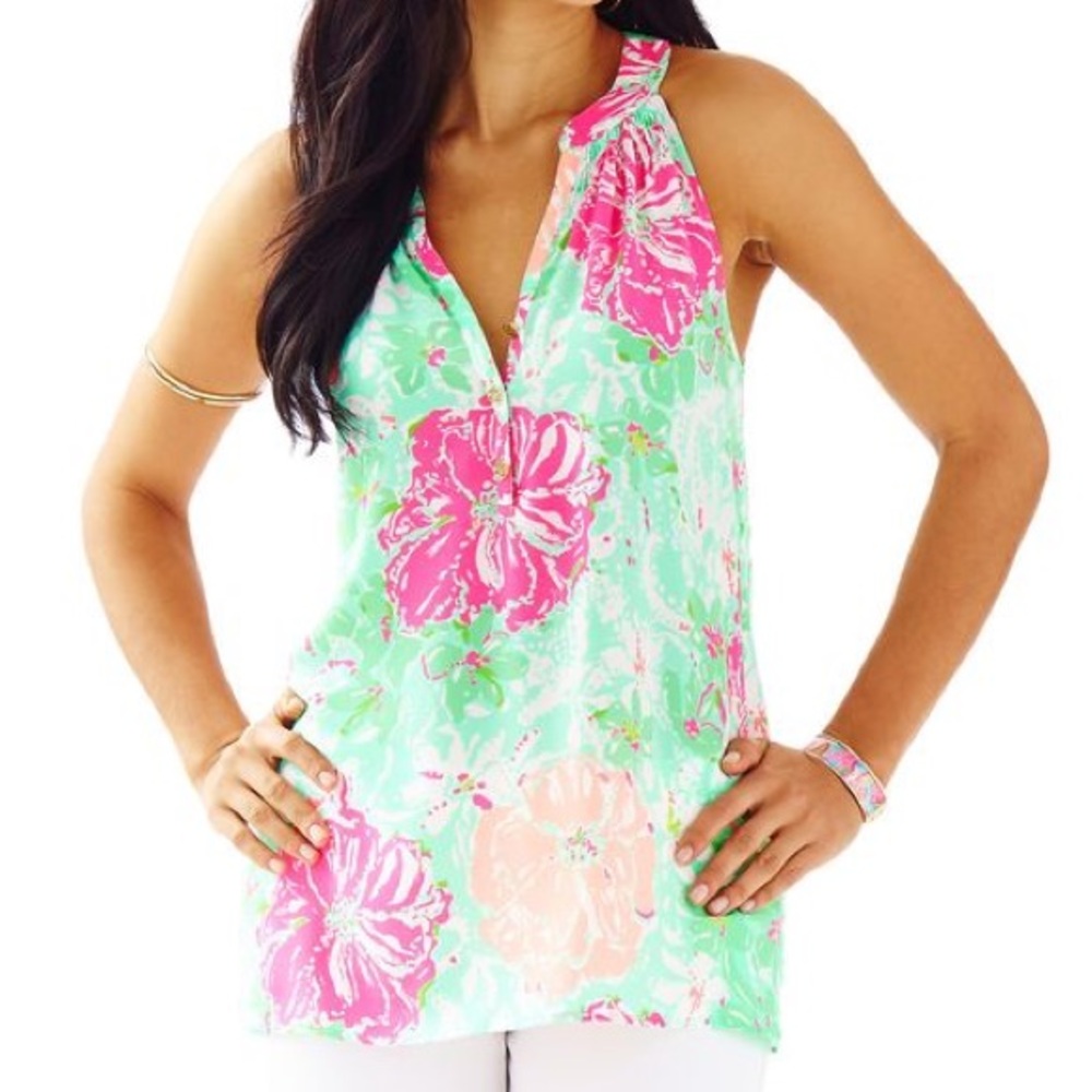 Lilly Pulitzer Bailey Silk Top in Beach Walk