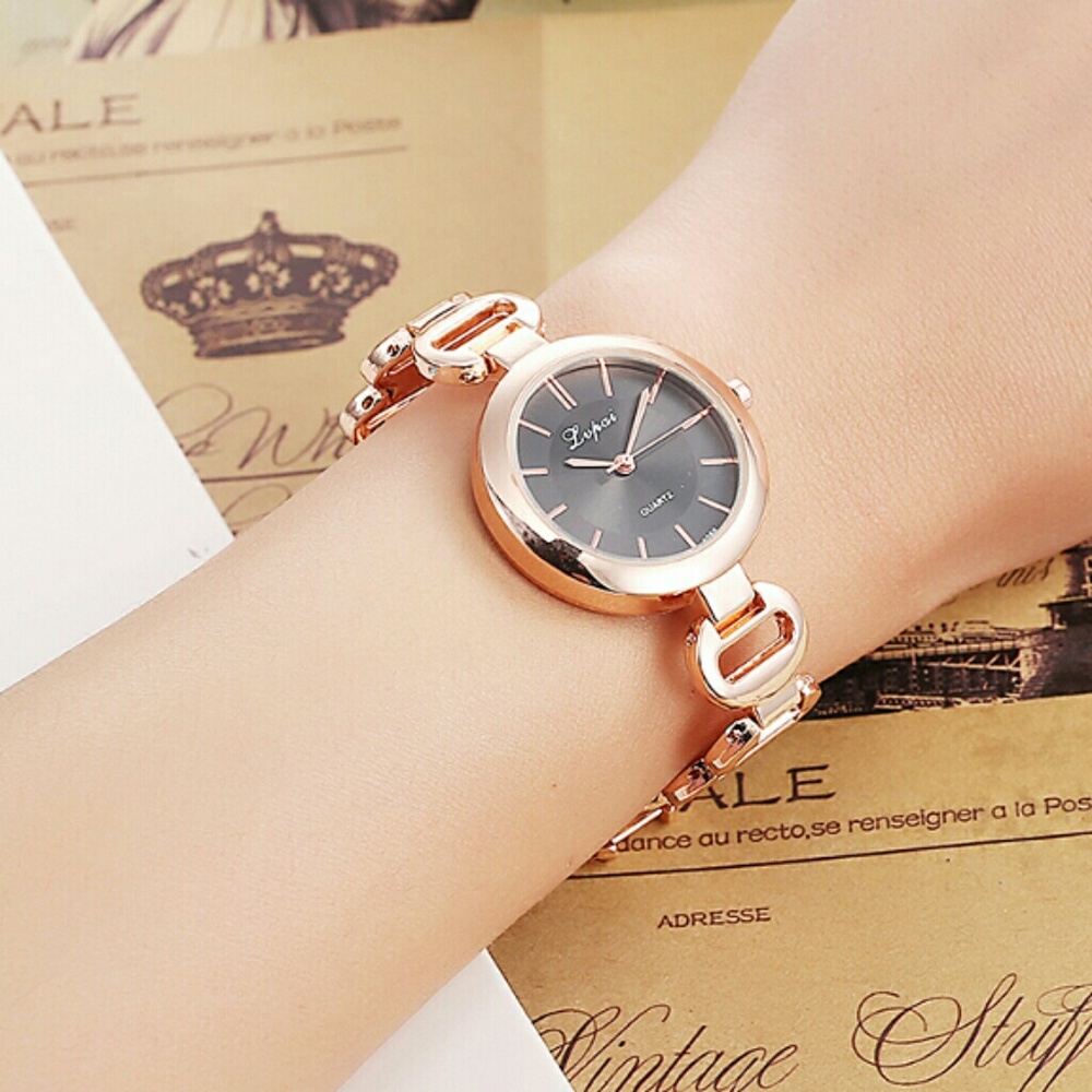 Lupai Rose-Tone White Dial Luxury Watch For Wome