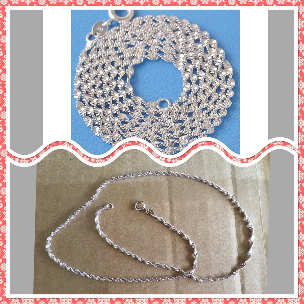 9K white gold filled double water wave necklace - Picture 2 of 2