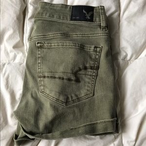 AEO Highwaisted Army Green Shorts