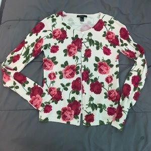 Rose print cardigan