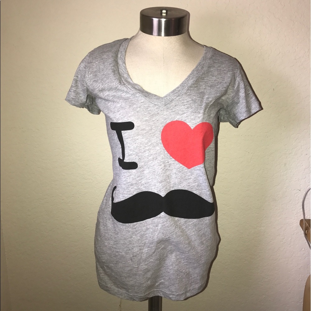 Ultra Flirt I Love Mustache T-Shirt Size Medium