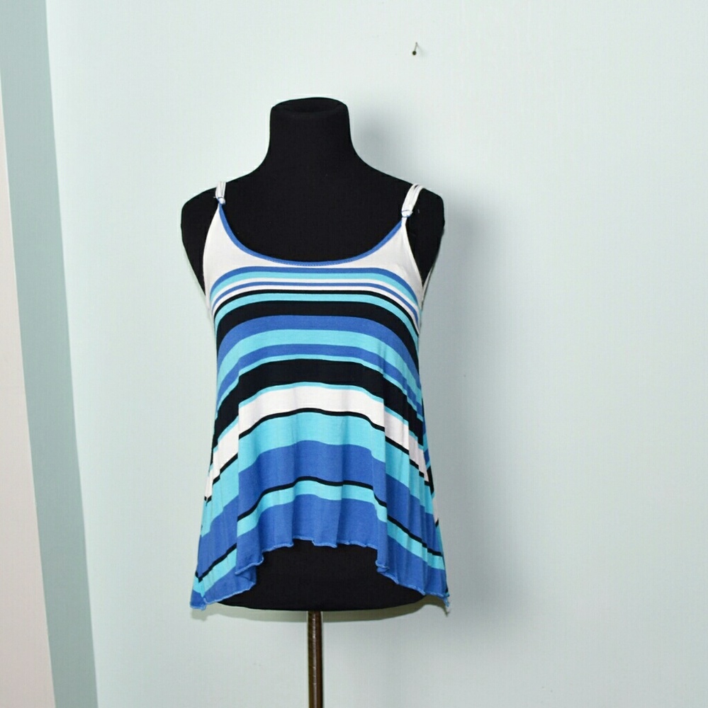 Beautiful Blue Striped Flowy Blouse - Picture 1 of 2