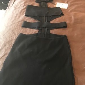 Black cutout bandage dress