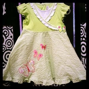 NWT! Adorable green, white,+pink summer dress