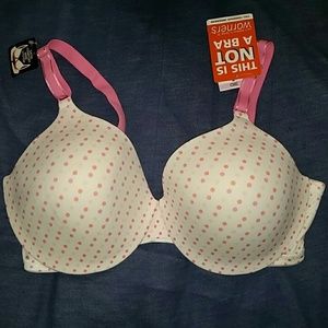 NWT Cute Pink Polka-dot Warner's Bra, Size 38D
