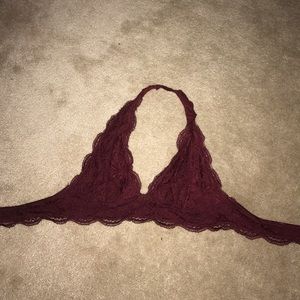 A maroon bralette
