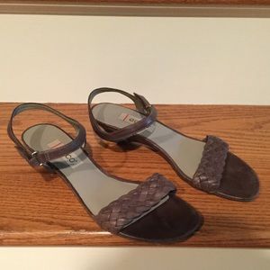 Ecco sandals, brown leather, Velcro ankle strap