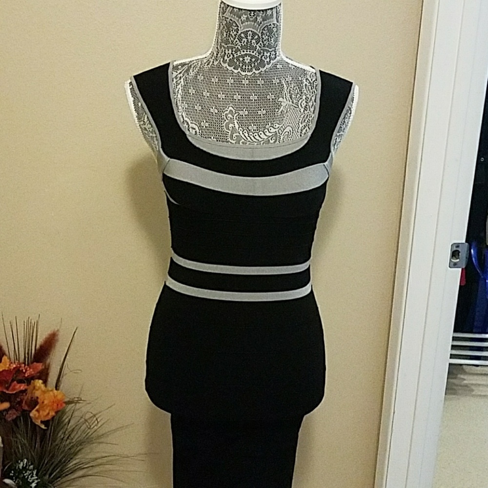 Express black and gray stretchy dress.