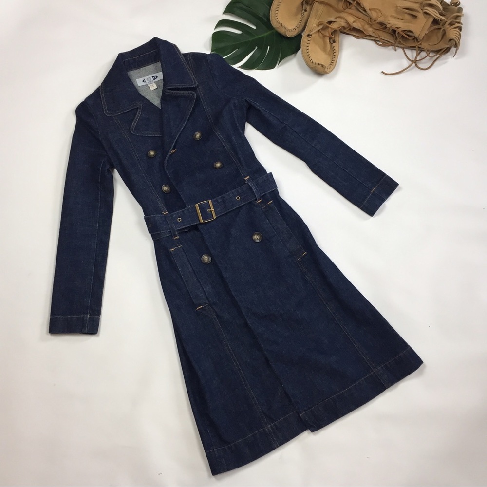 Jean trench coat with belt SZ xsmall fits like a S