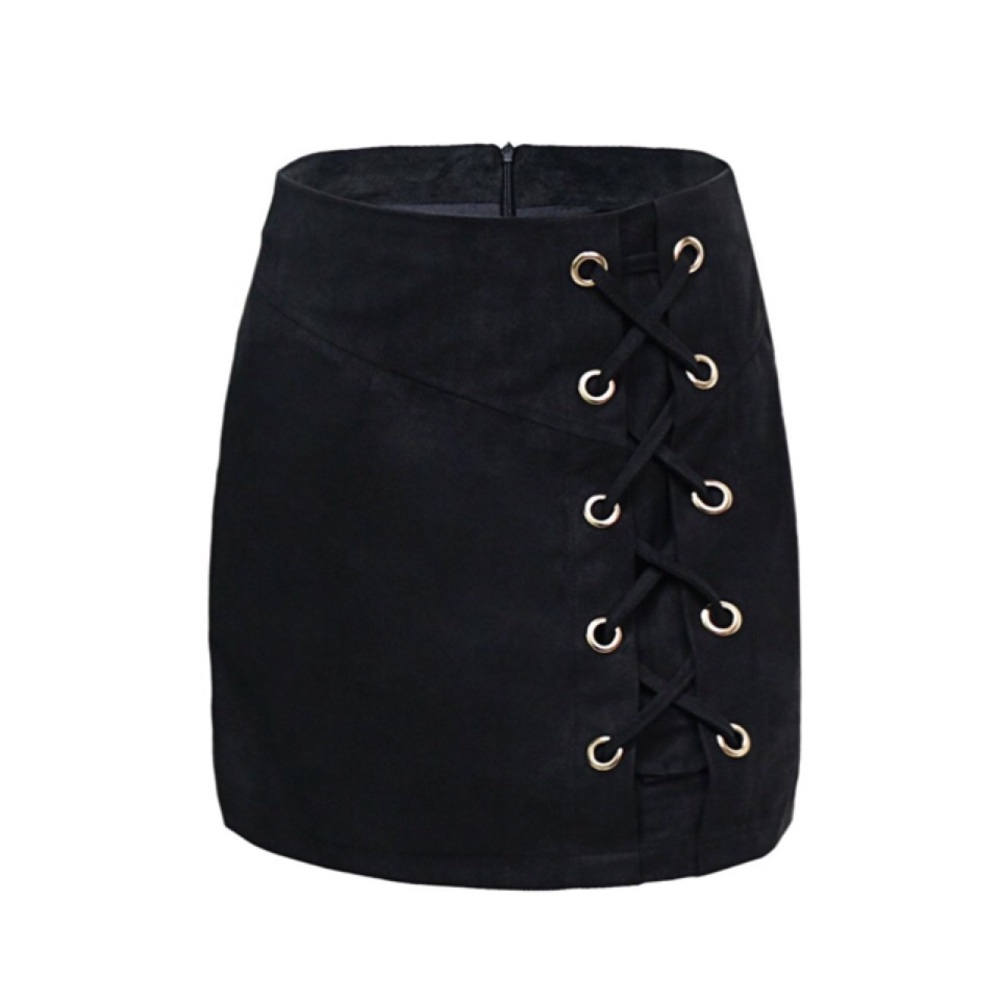 Missguided High Waist Faux Suede A-Line Skirt