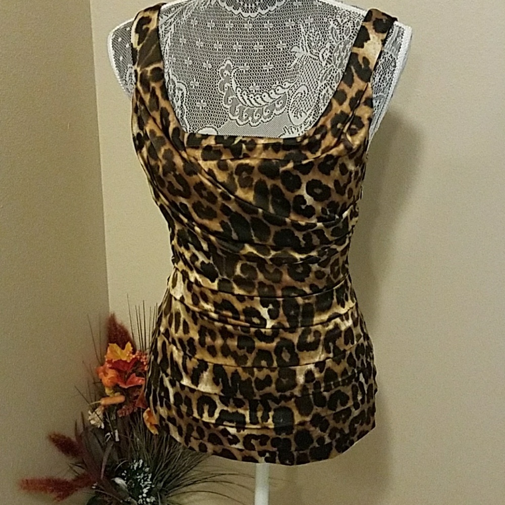 Leopard dressy satin top