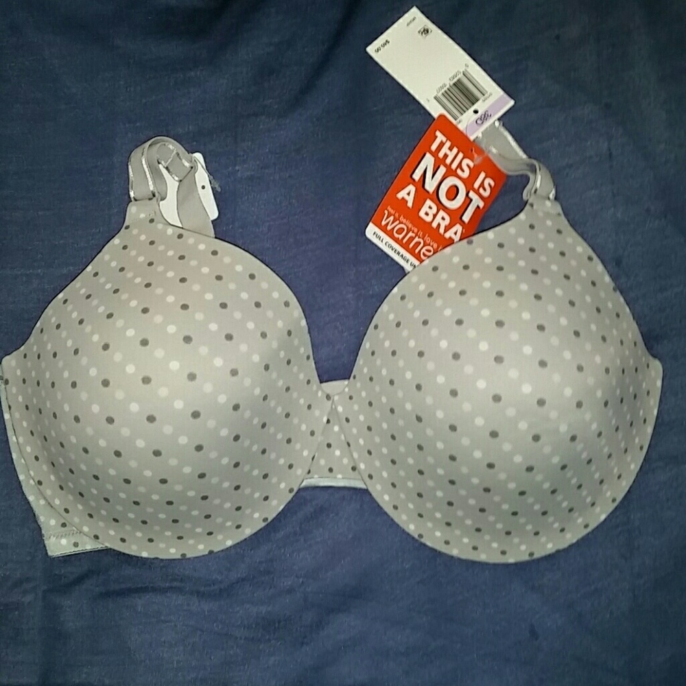 NWT Cute Grey/Pink/White Polka-dot Bra, Size 38D