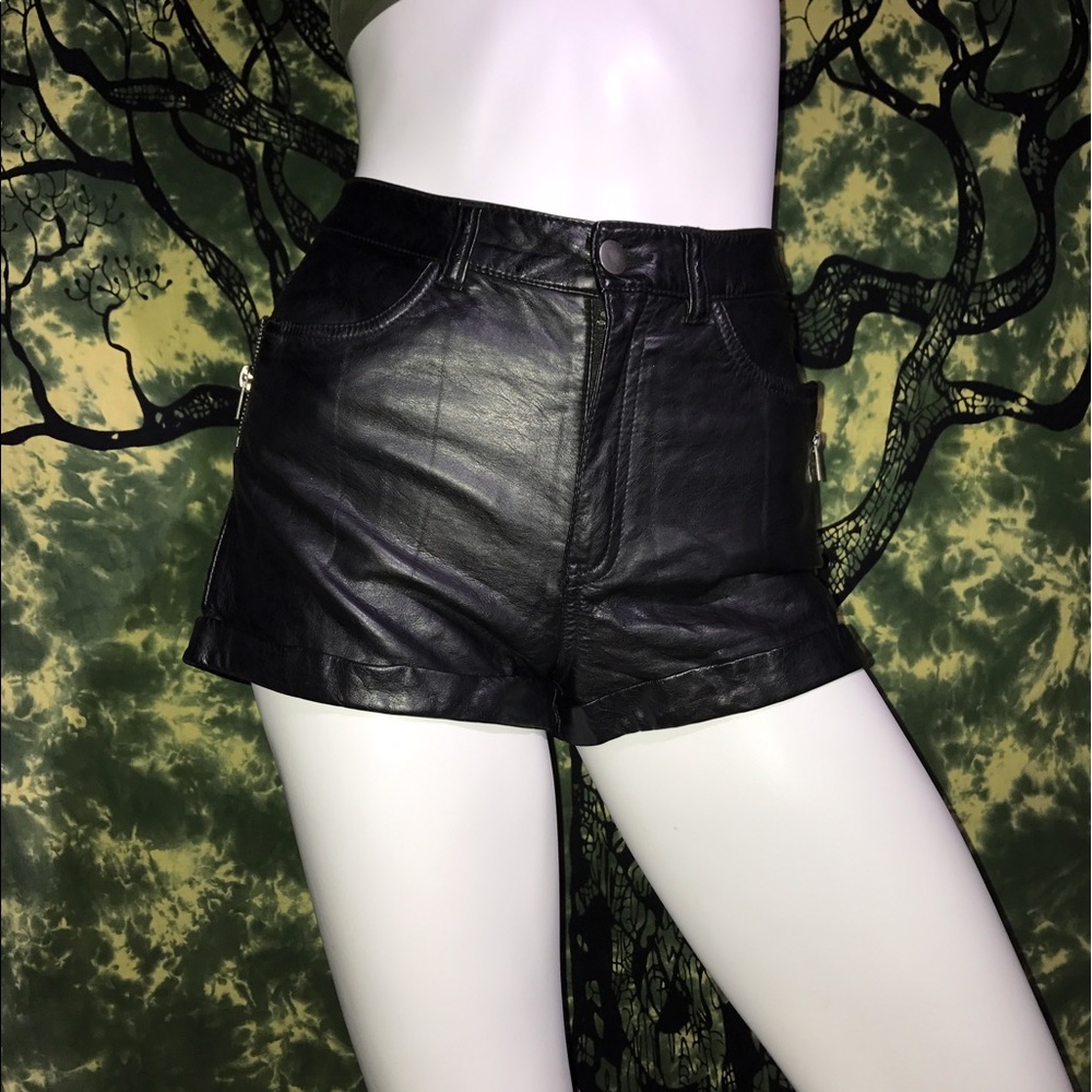 Faux leather shorts