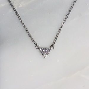 Sterling silver (.925) pave CZ triangle necklace