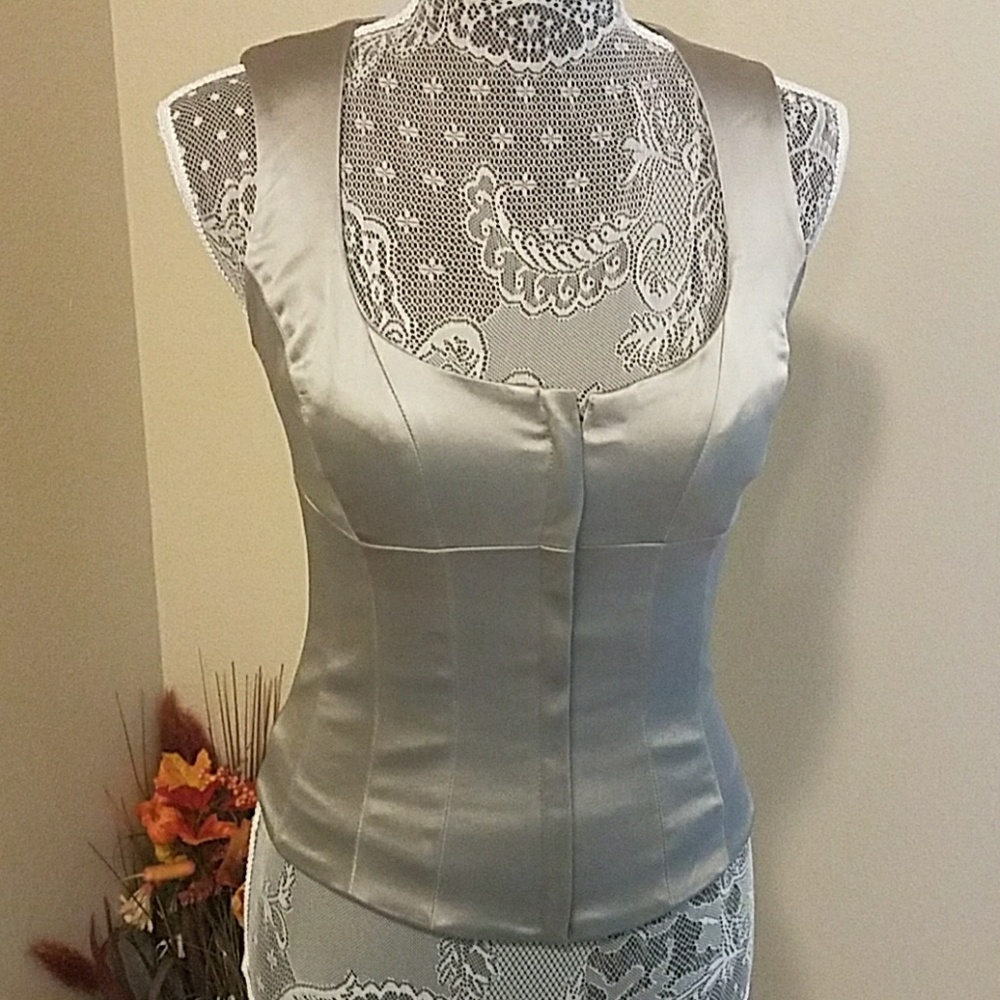 Bebe silver satin top