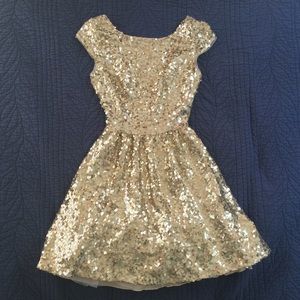 Short Gold sequin prom dress