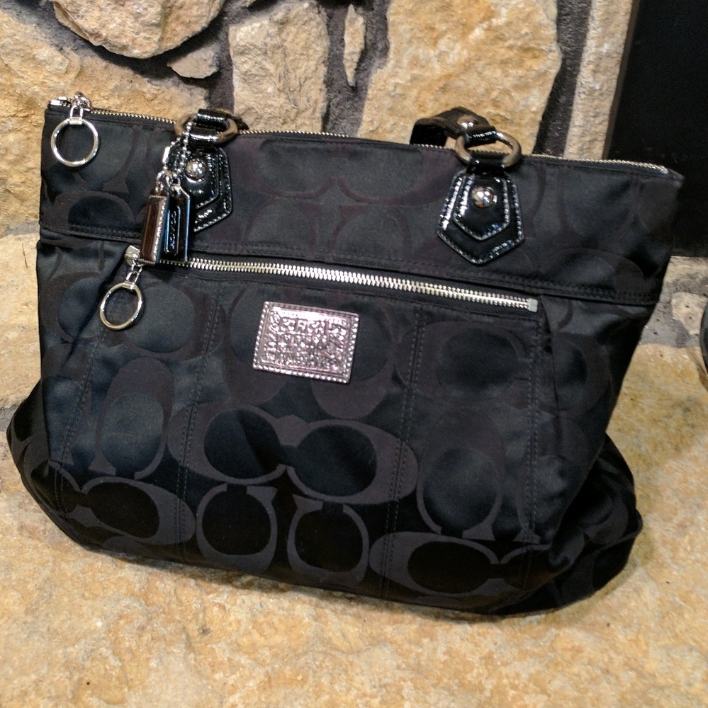 Black Coach Poppy Handbag Tote