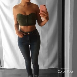 NWOT/Army green crop top
