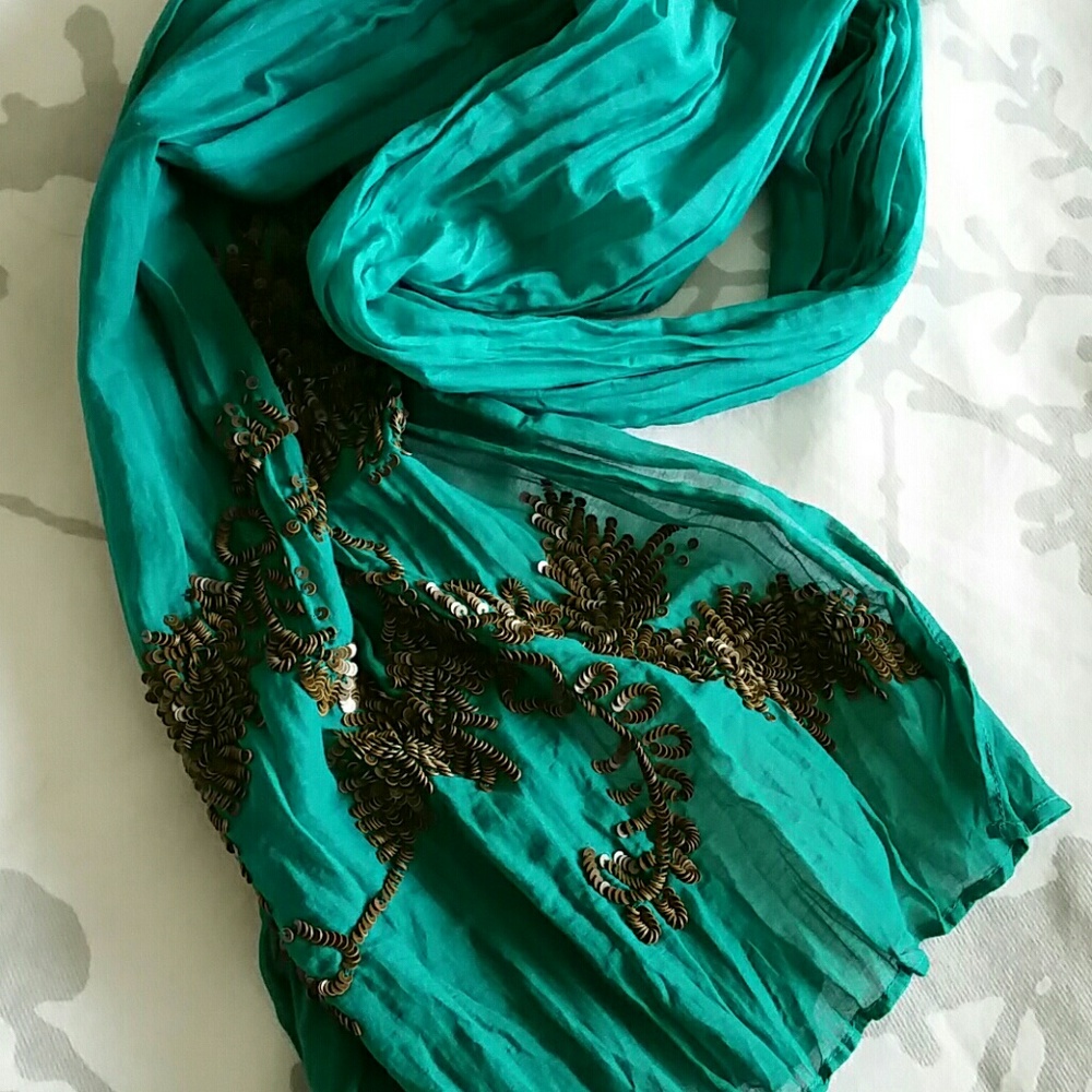 Ann Taylor crinkle fabric and sequin detail scarf