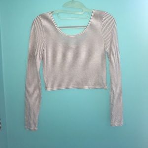 Striped long sleeve crop top