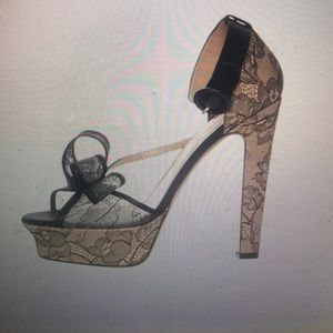 Valentino lace bow platform pumps