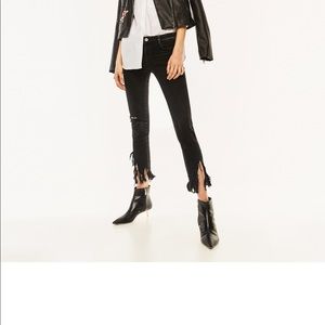 ZARA FRAYED STUDDED SKINNY JEANS