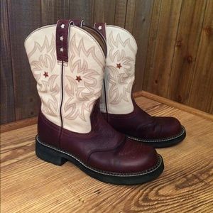 EUC Women's Ariat Brown & Ivory Boots Size 10