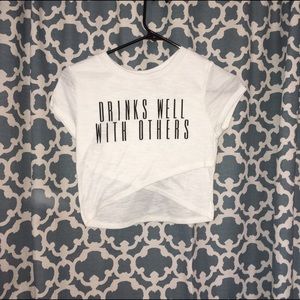 Cream criss cross crop top