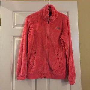 Pink fleece north face jacket