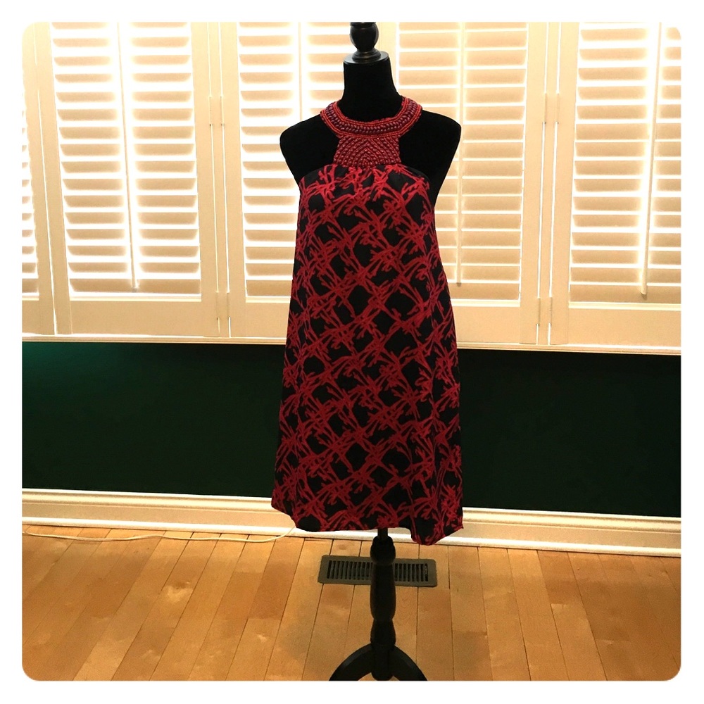 NWT Halter Beaded Midi Dress