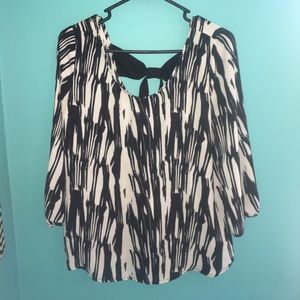 Black and white blouse with bow